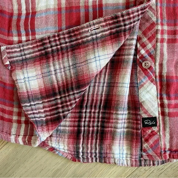 Rails Kendra gauze cotton double plaid long sleeve button-up shirt, size Medium - Picture 7 of 12